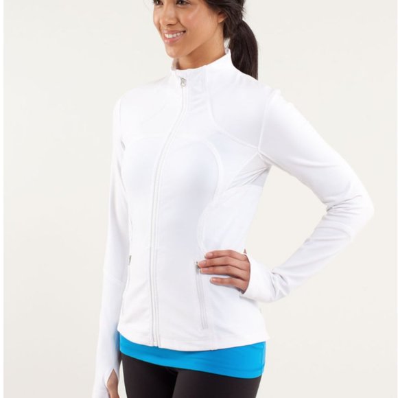 lululemon athletica Jackets & Blazers - Lululemon Forme Jacket Solid White Full Zip Jacket Zippered Pockets 6